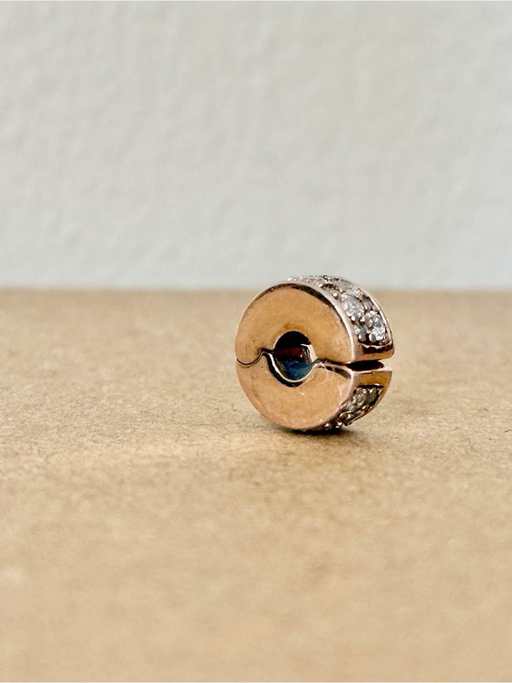 PANDORA PAVE CLIP CHARM 
Rose Gold Pave Spacer Bead Charm Jewelry